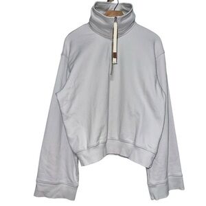 THEILMA Women’s Size M Bone Light Gray Cotton Funnel Neck Wide Arm Sweatshirt